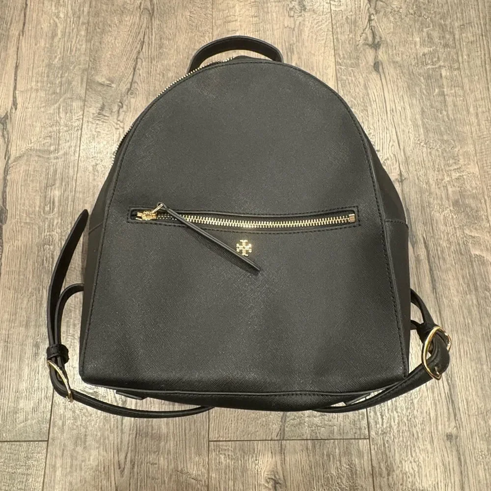 Tory Burch Emerson Black Leather Backpack